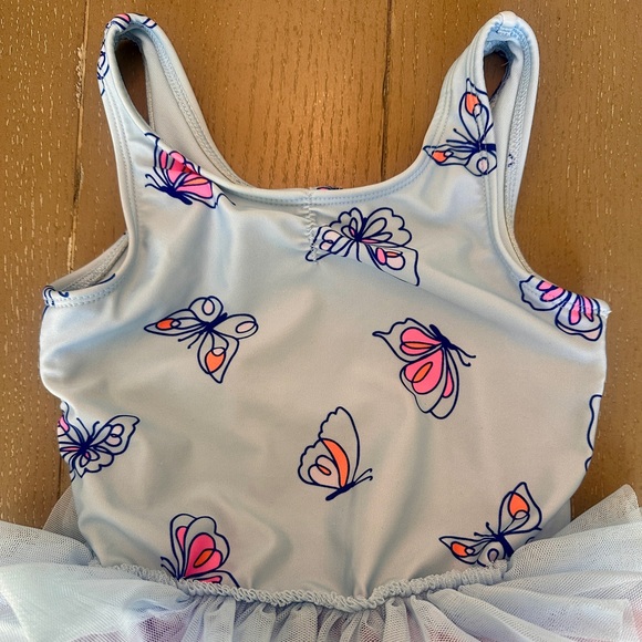 Cat & Jack Girls Pink and Blue Butterfly One-Piece Tutu & Bow Swimsuit • Size 5T - Picture 4 of 9